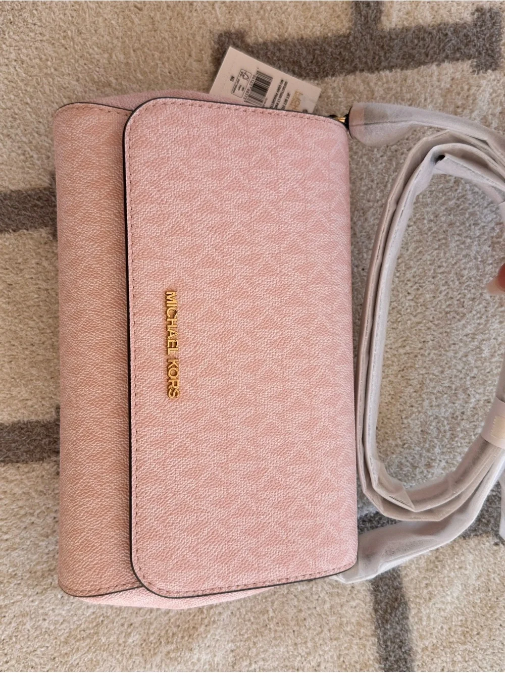 Michael Kors Blush Pink Signature Crossbody with Gold Logo NWT
